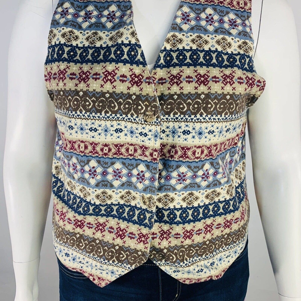 VTG Stuffed Shirt Jeanswear Womans Sz Large Prairie Western Vest USA - Picture 4 of 7